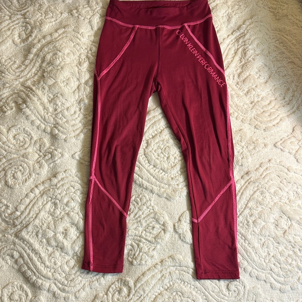 Calvin Klein Performance teen/girls Maroon Leggings M 8-10